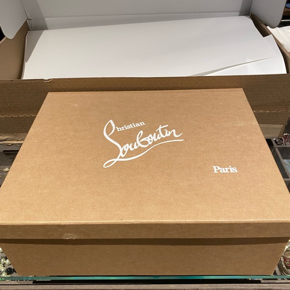 NEW IN BOX Size 37 7 Christian Louboutin Combat Boot Bootie Lug Sole Tan Beige - Picture 12 of 14